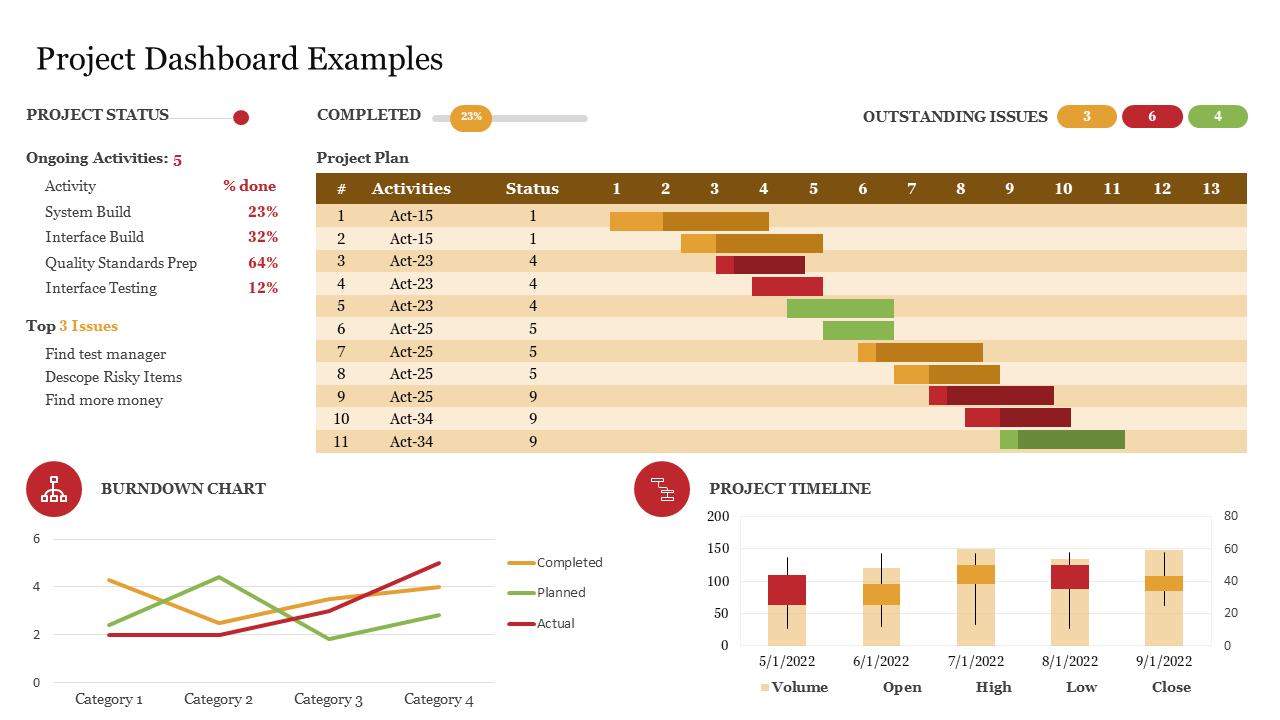 Innovative Project Dashboard Examples PPT Slide 